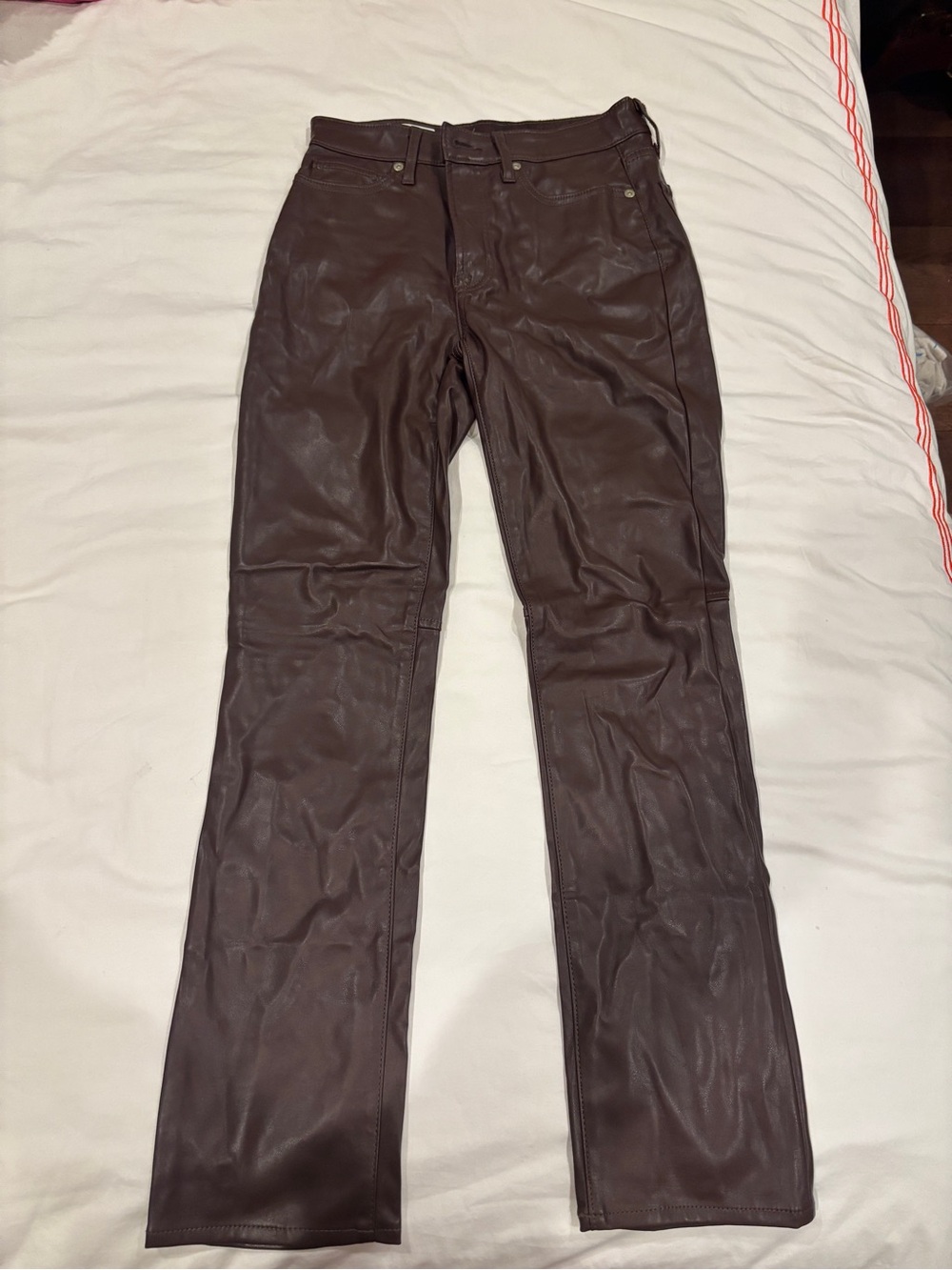 GAP Dark Brown Wide-Leg Faux Leather Jeans